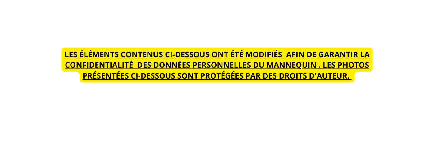 Les éléments contenus ci dessous ont été modifiés afin de garantir la confidentialité des données personnelles du mannequin les photos présentées ci dessous sont protégées par des droits d auteur